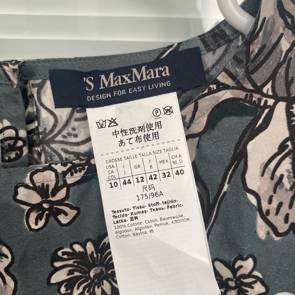 MaxMara Nina Floral Puff Sleeve Blouse - Blue - Picture 3 of 7